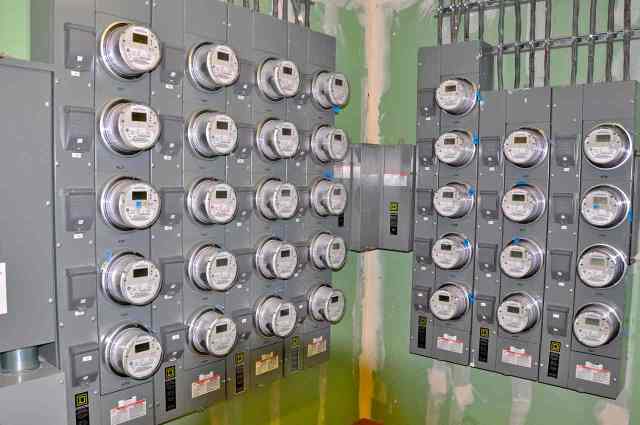 Senior center, bank of meters